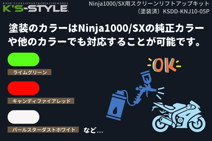 Ninja1000_SX ｽｸﾘｰﾝﾘﾌﾄｱｯﾌﾟｷｯﾄ_塗装済_画像 (5)